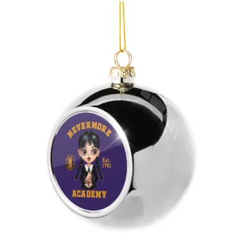 Wednesday Adams, nevermore, Silver 8cm Christmas tree ball ornament