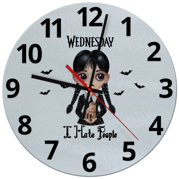 Wednesday Adams, i hate people, Ρολόι τοίχου γυάλινο (30cm)