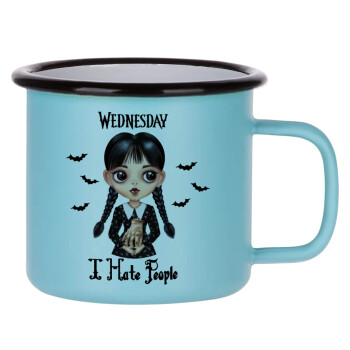 Wednesday Adams, i hate people, Κούπα Μεταλλική εμαγιέ ΜΑΤ σιέλ 360ml