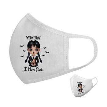 Wednesday Adams, i hate people, Μάσκα υφασμάτινη υψηλής άνεσης παιδική (Δώρο πλαστική θήκη)