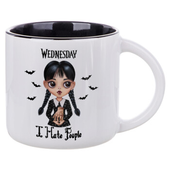 Wednesday Adams, i hate people, Κούπα κεραμική 400ml Λευκή/Μαύρη