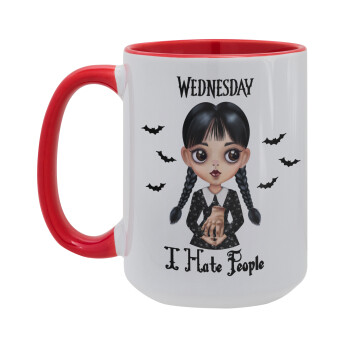 Wednesday Adams, i hate people, Κούπα Mega 15oz, κεραμική Κόκκινη, 450ml
