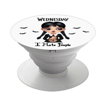 Wednesday Adams, i hate people, Phone Holders Stand  White Hand-held Mobile Phone Holder