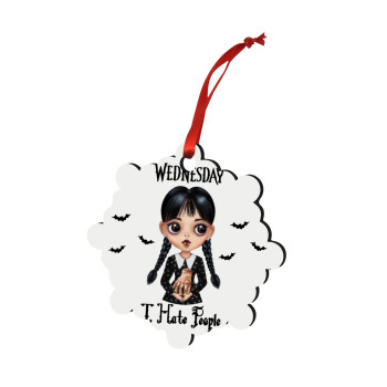 Wednesday Adams, i hate people, Christmas ornament snowflake wooden 7.5cm