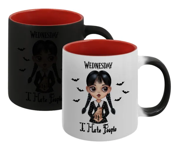Wednesday Adams — Κούπα Μαγική εσωτερικό κόκκινο, κεραμική, 330ml που αλλάζει χρώμα με το ζεστό ρόφημα