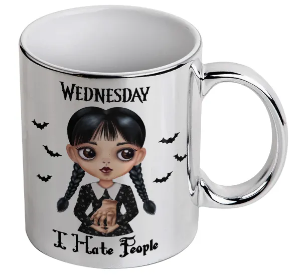 Wednesday Adams — Κούπα κεραμική, ασημένια καθρέπτης, 330ml