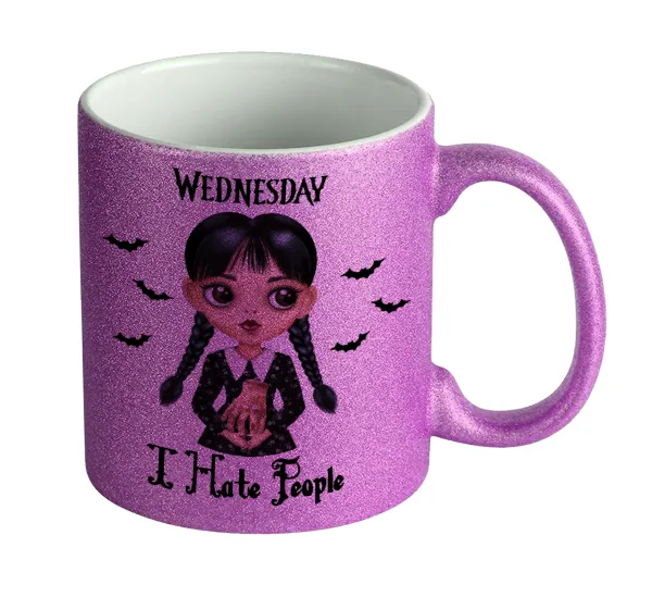 Wednesday Adams — Κούπα Μωβ Glitter που γυαλίζει, κεραμική, 330ml