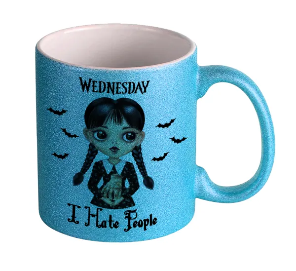 Wednesday Adams — Κούπα Σιέλ Glitter που γυαλίζει, κεραμική, 330ml