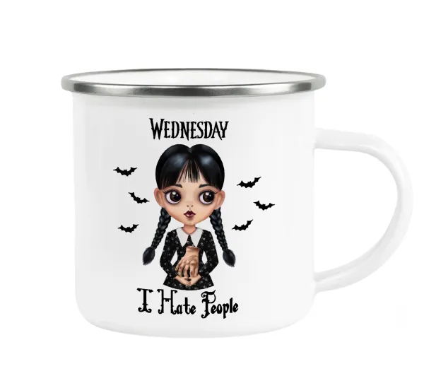 Wednesday Adams — Metallic enamel cup white 360ml
