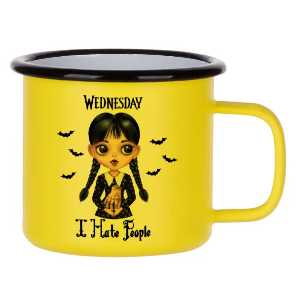 Wednesday Adams — Κούπα Μεταλλική εμαγιέ ΜΑΤ Κίτρινη 360ml