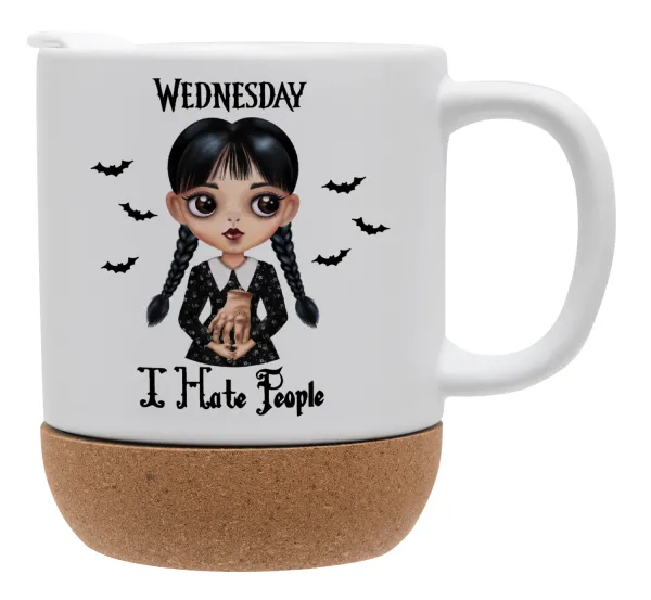 Wednesday Adams — Κούπα, κεραμική με βάση φελού και καπάκι (ΜΑΤ), 330ml