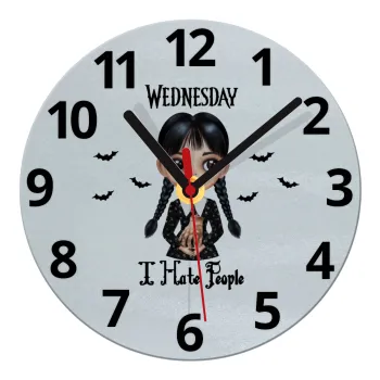 Wednesday Adams, i hate people, Ρολόι τοίχου γυάλινο (20cm)