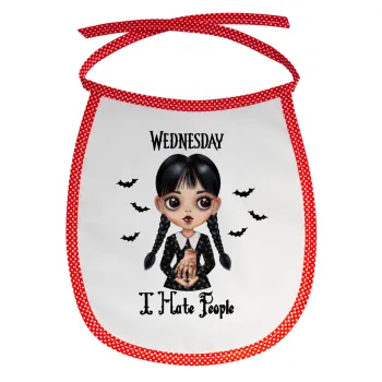 Wednesday Adams, i hate people, Σαλιάρα μωρού αλέκιαστη με κορδόνι Κόκκινη