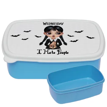 Wednesday Adams, i hate people, ΜΠΛΕ παιδικό δοχείο φαγητού (lunchbox) πλαστικό (BPA-FREE) Lunch Βox M18 x Π13 x Υ6cm