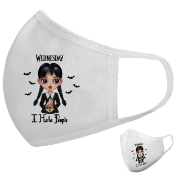 Wednesday Adams, i hate people, Μάσκα υφασμάτινη υψηλής άνεσης παιδική (Δώρο πλαστική θήκη)