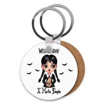 Wednesday Adams, i hate people, Μπρελόκ Ξύλινο στρογγυλό MDF Φ5cm