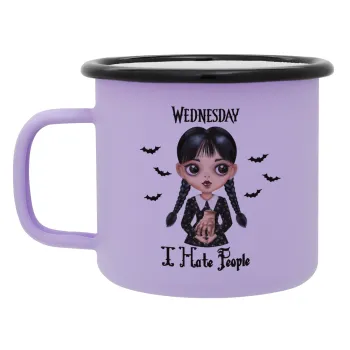 Wednesday Adams, i hate people, Κούπα Μεταλλική εμαγιέ ΜΑΤ Light Pastel Purple 360ml