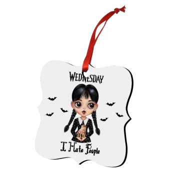 Wednesday Adams, i hate people, Christmas ornament polygon wooden 7.5cm