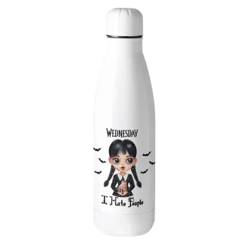 Wednesday Adams, i hate people, Metal mug thermos (Stainless steel), 500ml