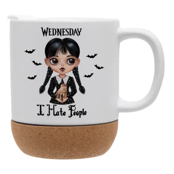 Wednesday Adams, i hate people, Κούπα, κεραμική με βάση φελού και καπάκι (ΜΑΤ), 330ml