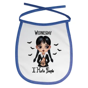 Wednesday Adams, i hate people, Σαλιάρα μωρού αλέκιαστη με κορδόνι Μπλε