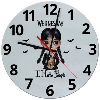 Wednesday Adams, i hate people, Ρολόι τοίχου γυάλινο (30cm)