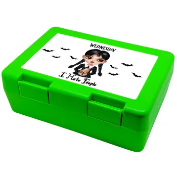Wednesday Adams, i hate people, Children's cookie container GREEN 185x128x65mm (BPA free plastic)