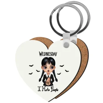 Wednesday Adams, i hate people, Μπρελόκ Ξύλινο καρδιά MDF