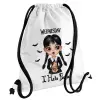 Τσάντα πλάτης πουγκί GYMBAG λευκή, με τσέπη (40x48cm) & χονδρά κορδόνια