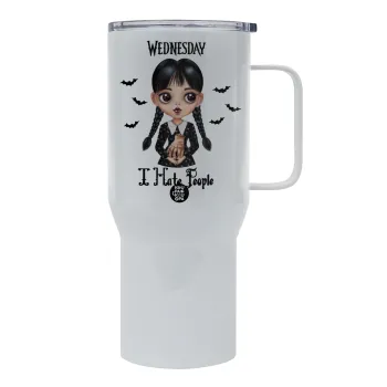 Wednesday Adams, i hate people, Tumbler με καπάκι, διπλού τοιχώματος (θερμό) 750L