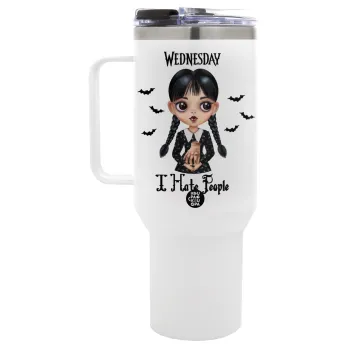 Wednesday Adams, i hate people, Mega Tumbler με καπάκι, διπλού τοιχώματος (θερμό) 1,2L