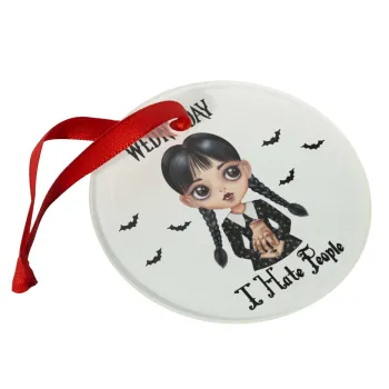 Wednesday Adams, i hate people, Christmas ornament glass 9cm