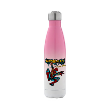 Spiderman no way home, Μεταλλικό παγούρι θερμός Ροζ/Λευκό (Stainless steel), διπλού τοιχώματος, 500ml