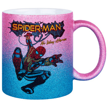 Spiderman no way home, Κούπα Χρυσή/Μπλε Glitter, κεραμική, 330ml