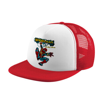 Spiderman no way home, Καπέλο Soft Trucker με Δίχτυ Red/White 