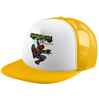 Spiderman no way home, Καπέλο Soft Trucker με Δίχτυ Κίτρινο/White 