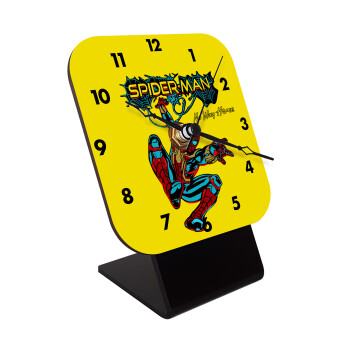 Spiderman no way home, Quartz Wooden table clock with hands (10cm)