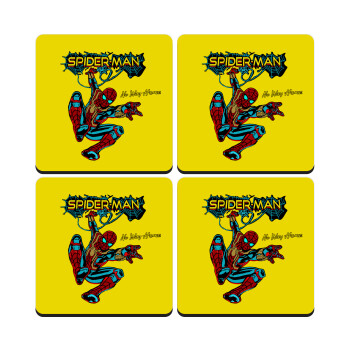 Spiderman no way home, ΣΕΤ 4 Σουβέρ ξύλινα τετράγωνα (9cm)