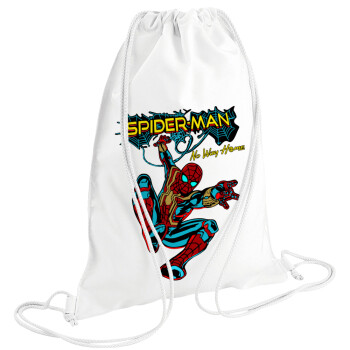 Spiderman no way home, Τσάντα πλάτης πουγκί GYMBAG λευκή (28x40cm)