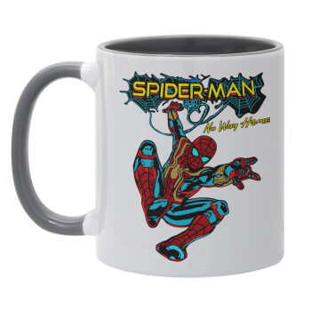 Spiderman no way home, Κούπα χρωματιστή γκρι, κεραμική, 330ml