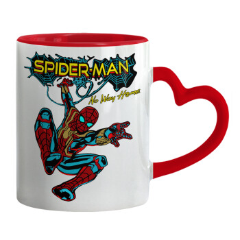 Spiderman no way home, Κούπα καρδιά χερούλι κόκκινη, κεραμική, 330ml