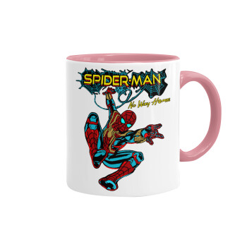 Spiderman no way home, Κούπα χρωματιστή ροζ, κεραμική, 330ml