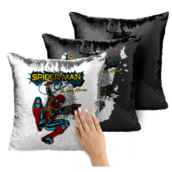 Spiderman no way home, Μαξιλάρι καναπέ Μαγικό Μαύρο με πούλιες 40x40cm περιέχεται το γέμισμα