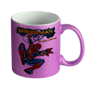 Spiderman no way home, Κούπα Μωβ Glitter που γυαλίζει, κεραμική, 330ml