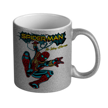 Spiderman no way home, Κούπα Ασημένια Glitter που γυαλίζει, κεραμική, 330ml