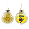 Transparent Christmas tree ball ornament with gold filling 8cm