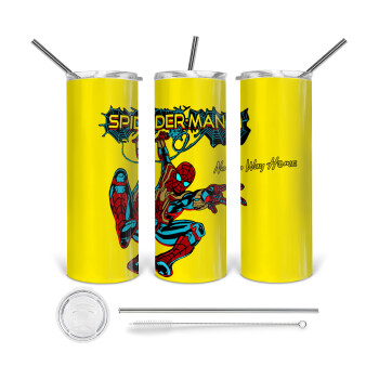 Spiderman no way home, 360 Eco friendly stainless steel tumbler 600ml, with metal straw & cleaning brush
