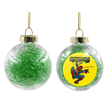Spiderman no way home, Χριστουγεννιάτικη μπάλα δένδρου διάφανη με πράσινο γέμισμα 8cm