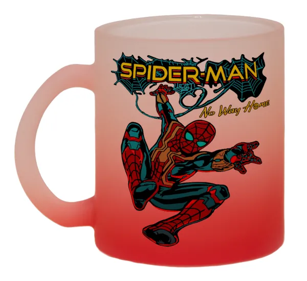 Spiderman no way home — Κούπα γυάλινη δίχρωμη με βάση το κόκκινο ματ, 330ml