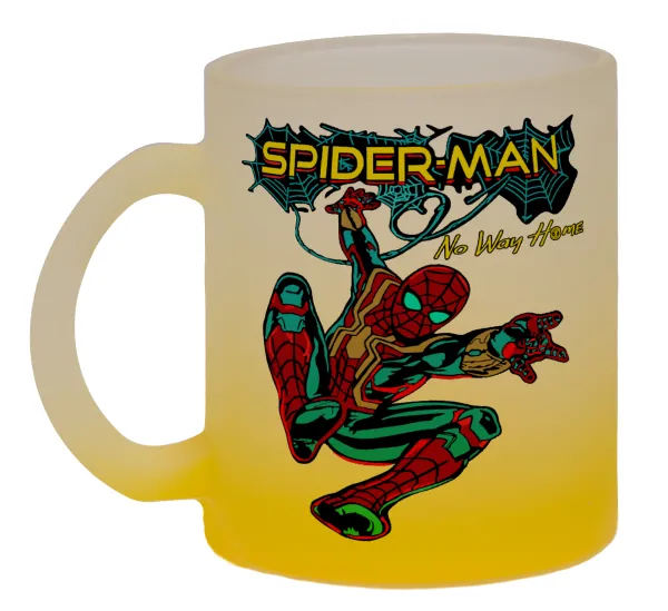 Spiderman no way home — Κούπα γυάλινη δίχρωμη με βάση το κίτρινο ματ, 330ml